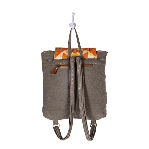 Myra Bag Handmade Eagle Backpack Upcycled Canvas & Cowhide Leather main image 7